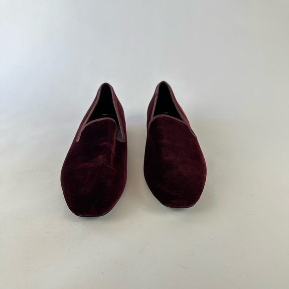 Zara burgundy velvet flat low heel smoking driving loafers 40/9 - Picture 2 of 7